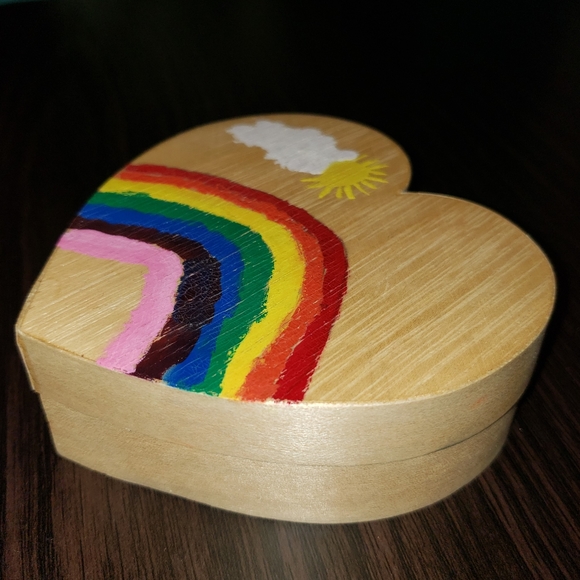 two wooden rainbow painted handmade boxes - Picture 5 of 8